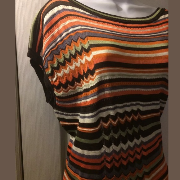 MISSONI Tunic Dress Sweater Chevron Cap Sleeve - Picture 4 of 6